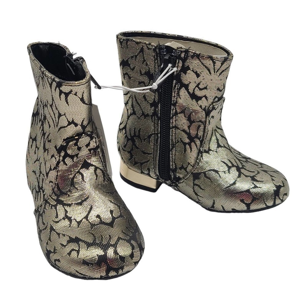 Genuine Kids Oshkosh Girls‎ Gold Black Caley Zipper Fashion Boots NEW Size 6